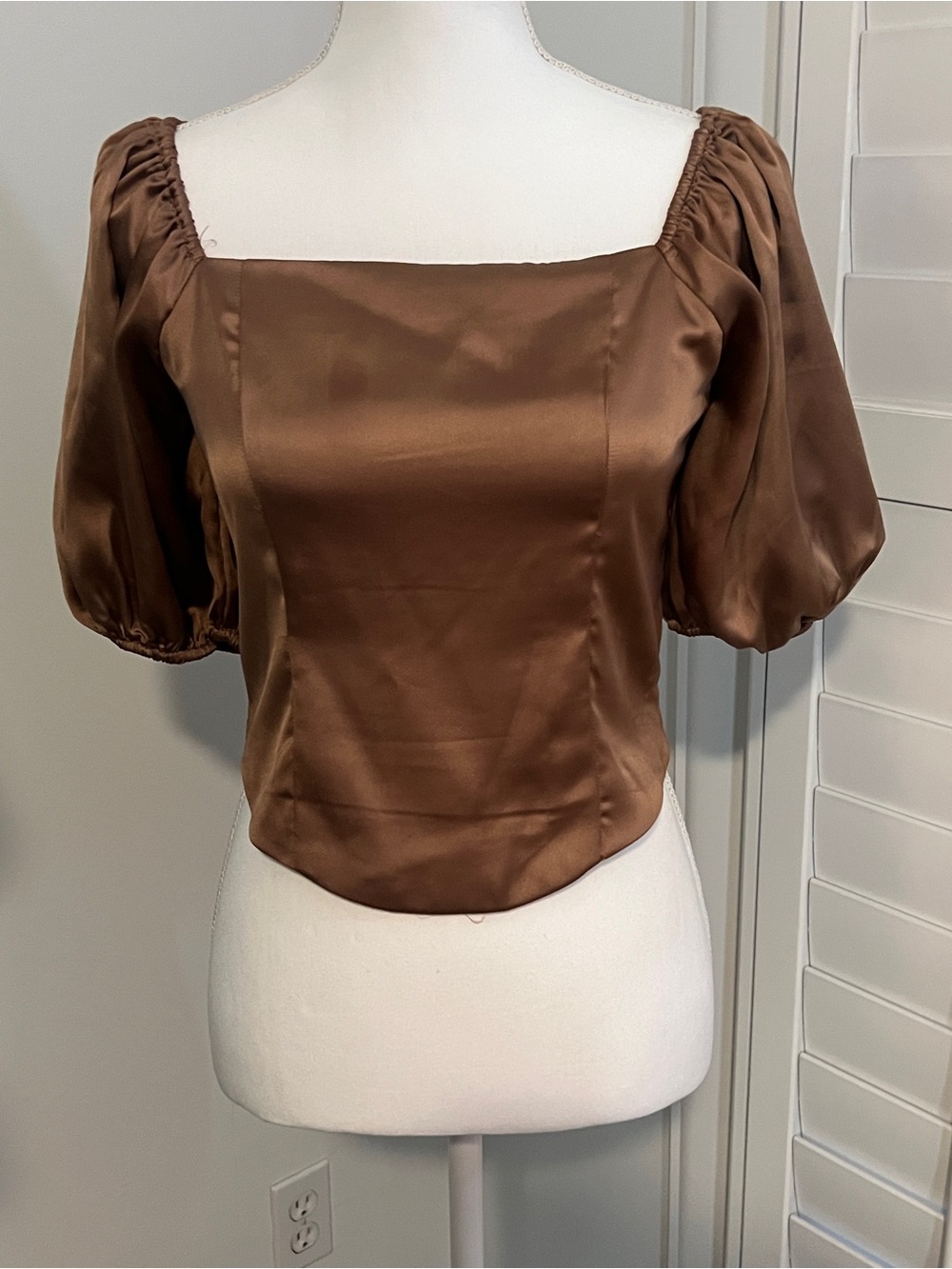 RO & DE Brown Smocked Women's Blouse - Medium